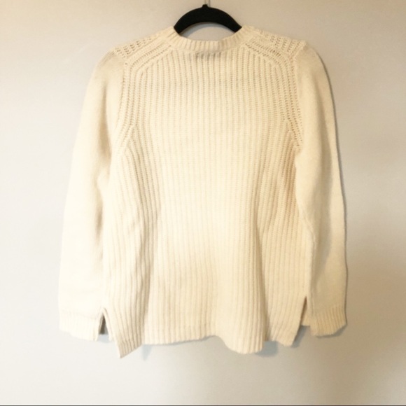 J. Crew knit ribbed cream classic sweater wool - Picture 2 of 7